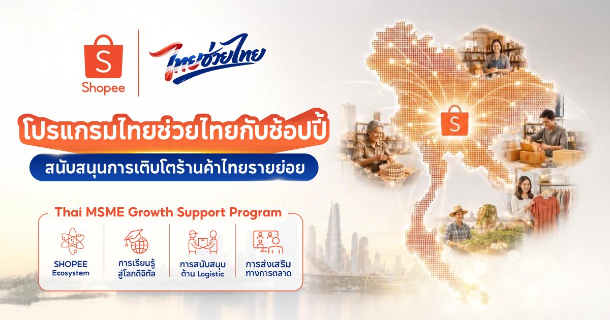 ช้อปปี้ขานรับนโยบายรัฐ ทุ่ม 500 ล้านบาท  เปิดโปรแกรมไทยช่วยไทยกับช้อปปี้