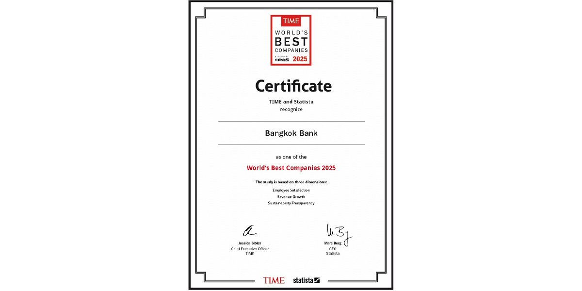 BBL หนึ่งในบริษัทที่ดีที่สุดของโลก จากนิตยสาร Time และเป็นแบงก์เดียวของไทย