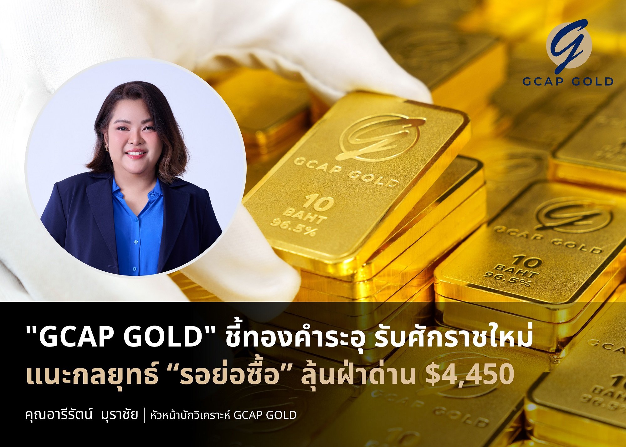 "GCAP GOLD" ชี้ทองคำระอุ รับศักราชใหม่  แนะกลยุทธ์ “รอย่อซื้อ” ลุ้นฝ่าด่าน $4,450