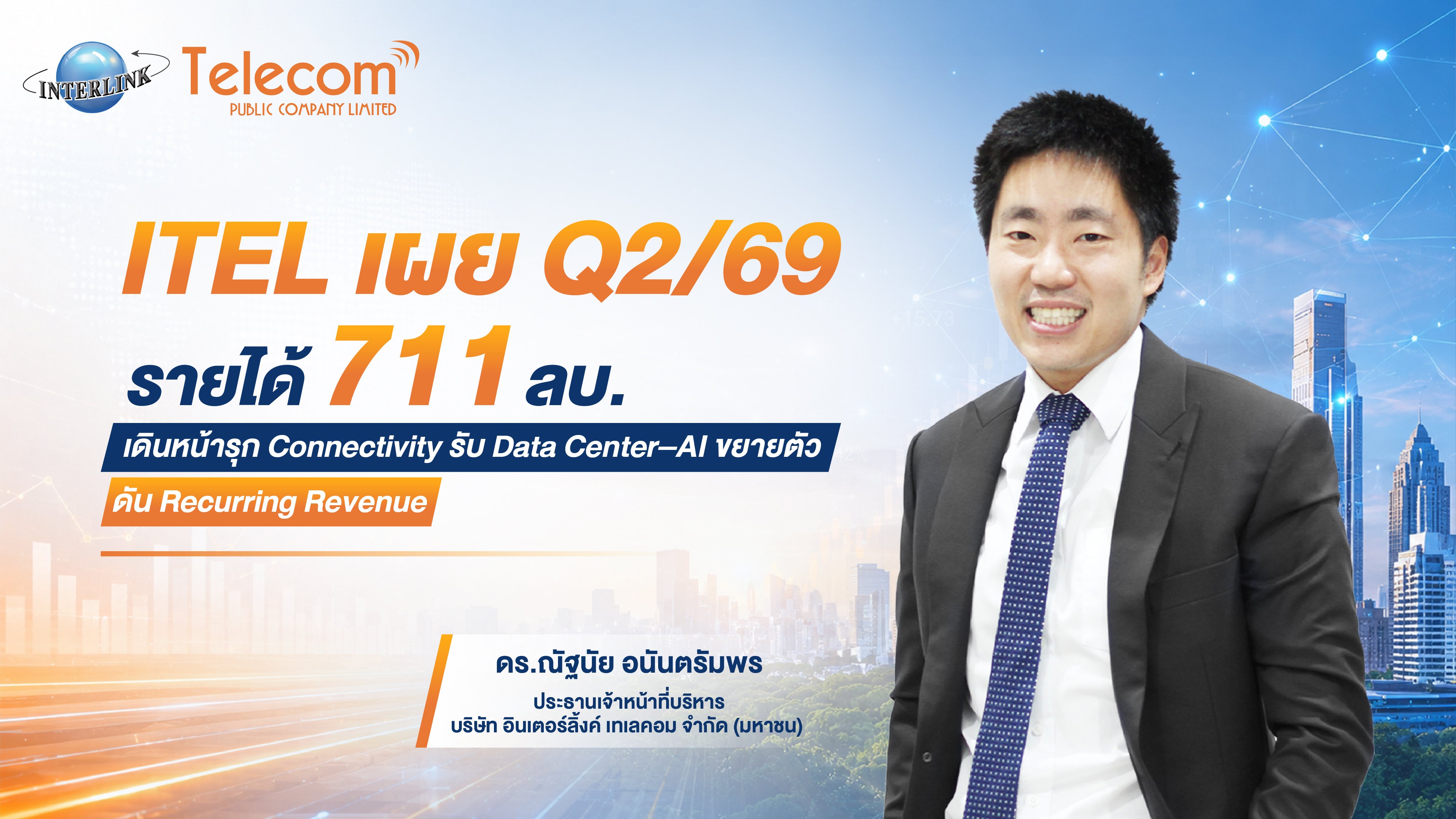 ITEL เผย Q2/69 รายได้ 711 ลบ. เดินหน้ารุก Connectivity รับ Data Center–AI ขยายตัว ดัน Recurring Revenue
