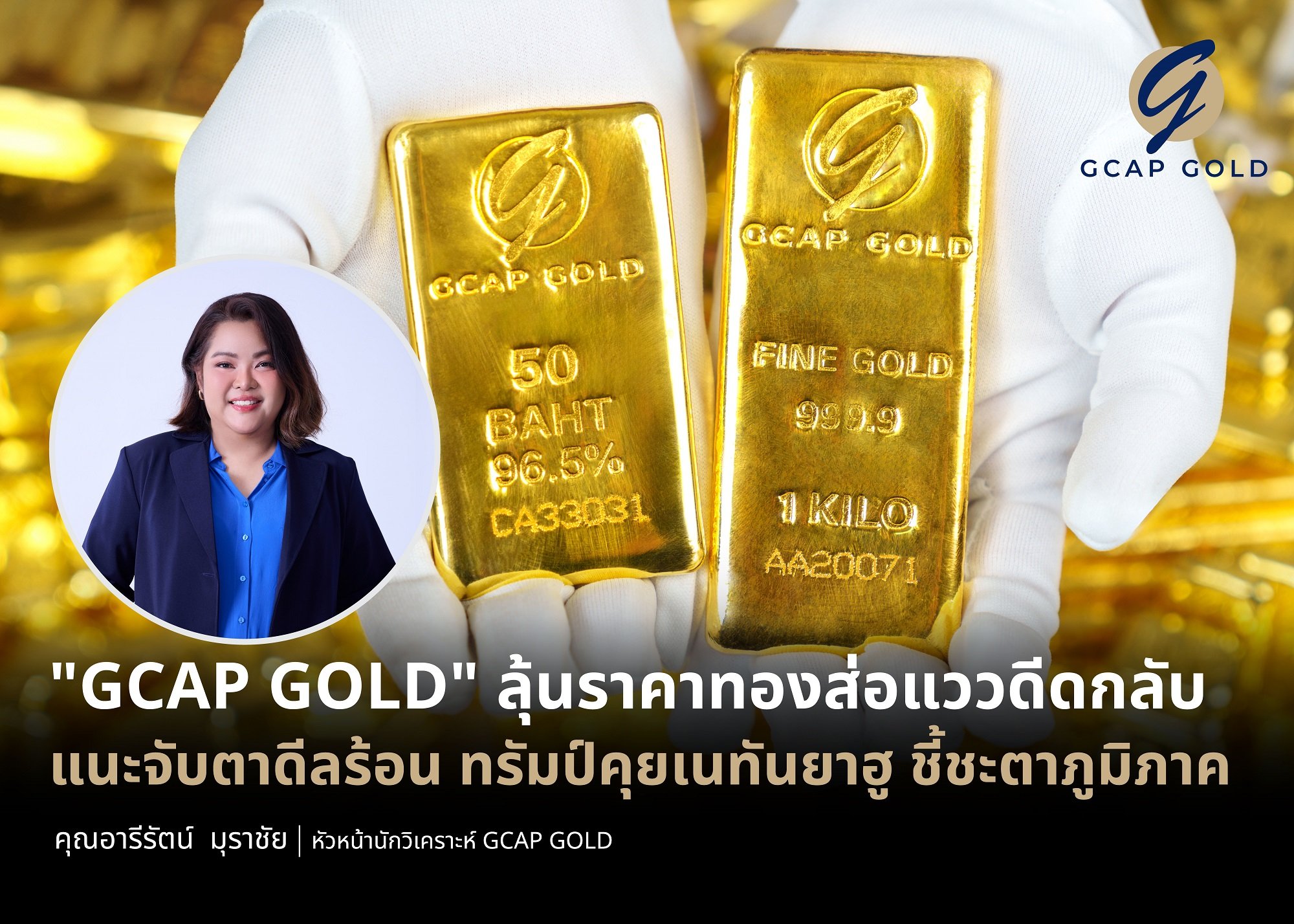 "GCAP GOLD" ลุ้นราคาทองส่อแววดีดกลับ  แนะจับตาดีลร้อน ทรัมป์คุยเนทันยาฮู ชี้ชะตาภูมิภาค
