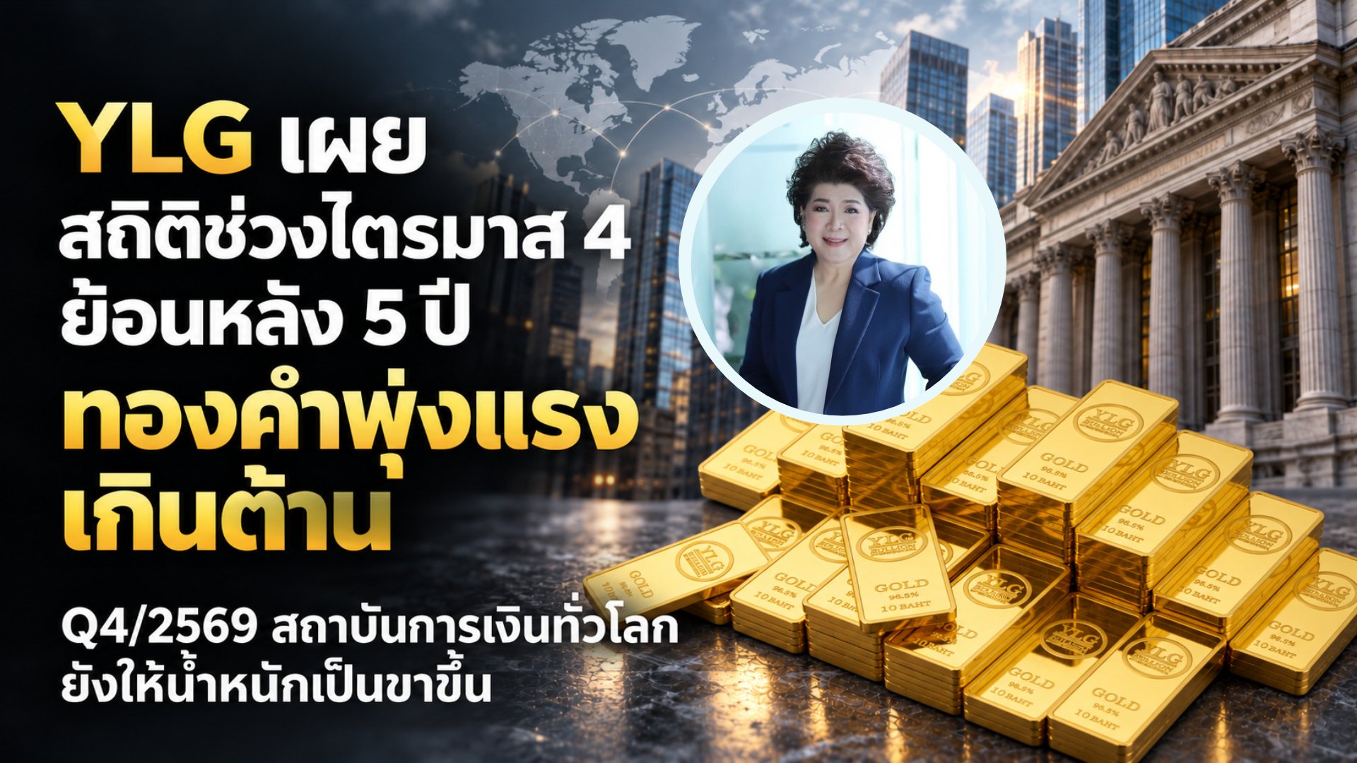 YLG เผย สถิติช่วงไตรมาส 4 ย้อนหลัง 5 ปีทองคำพุ่งแรงเกินต้าน Q4/2569 สถาบันการเงินทั่วโลกยังให้น้ำหนักเป็นขาขึ้น