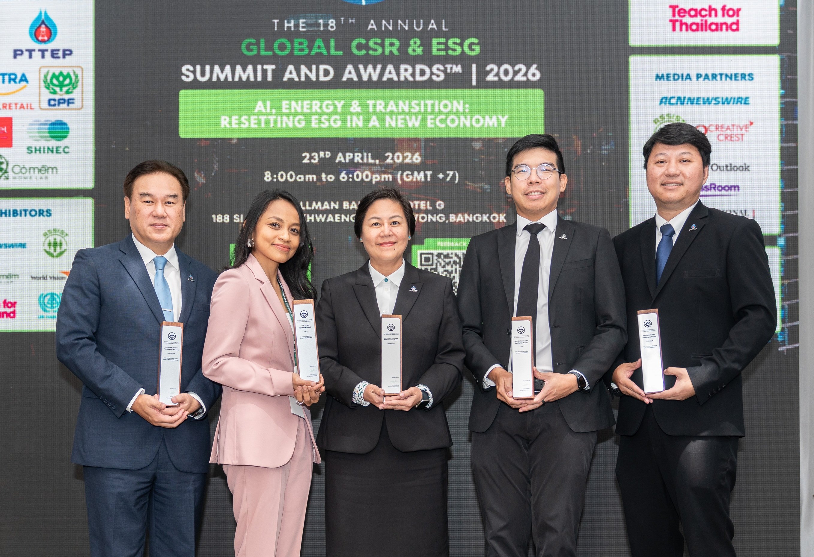 ปตท.สผ. คว้า 5 รางวัลระดับโลกจากเวที Global CSR & ESG Awards 2026