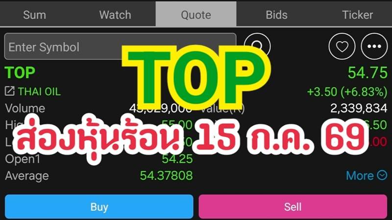 TOP ส่องหุ้นร้อน 15 ก.ค. 69