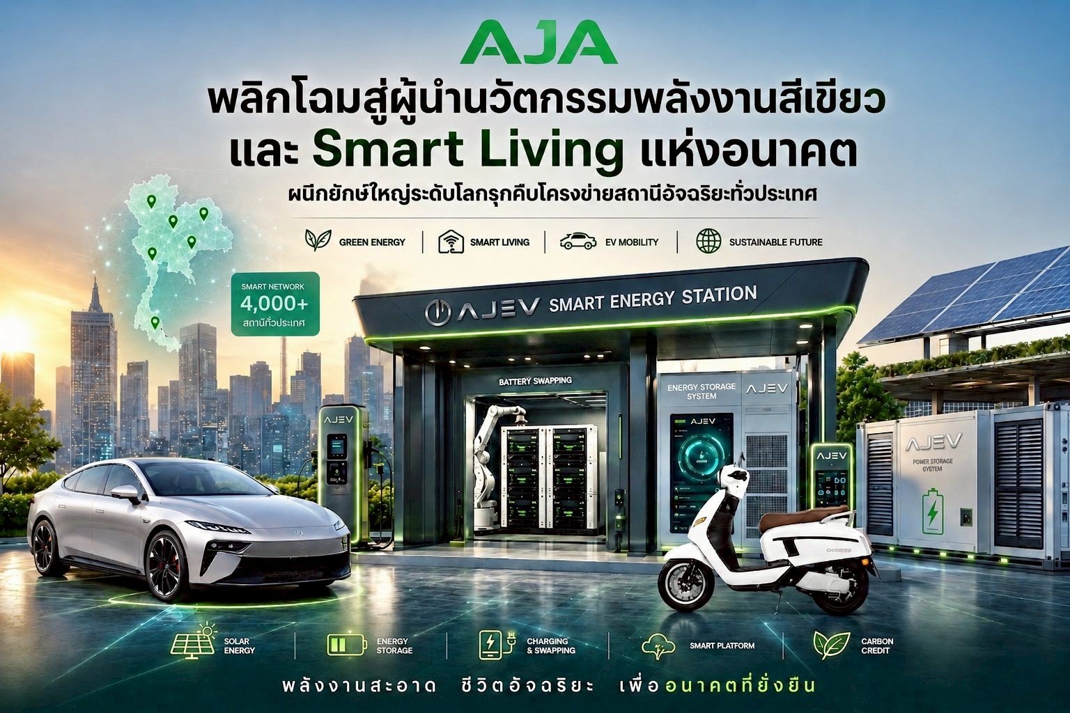AJA พลิกโฉมสู่ผู้นำนวัตกรรมพลังงานสีเขียวและ Smart Living แห่งอนาคต รุกคืบโครงข่ายสถานีอัจฉริยะทั่วประเทศ