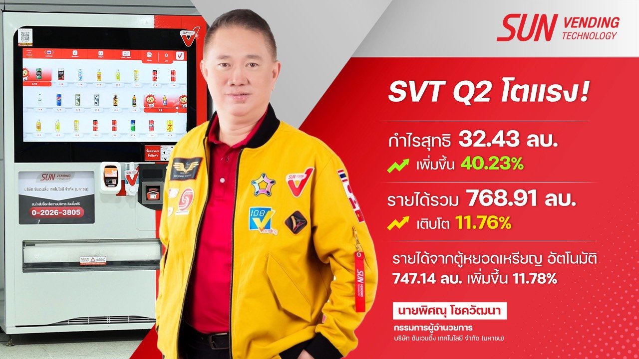 SVT ปังหนัก! Q2 กำไรโตแรง 40.23% ตู้ SUN Vending ยอดขายฮอตต่อเนื่อง