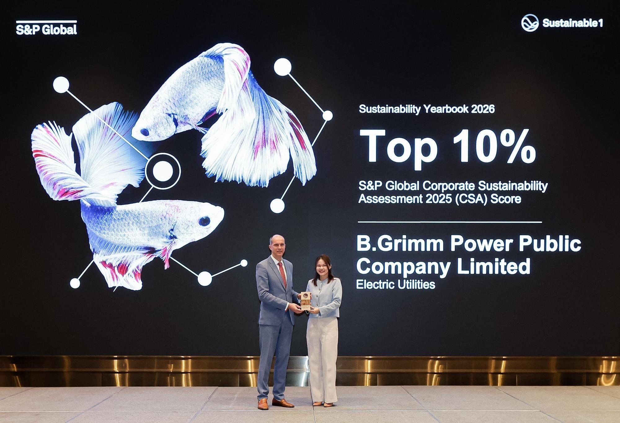 บี.กริม เพาเวอร์ ตอกย้ำผู้นำพลังงานยั่งยืนระดับสากล ติด Top 10 % S&P Global Sustainability Yearbook 2026 ต่อเนื่อง 5 ปีซ้อน