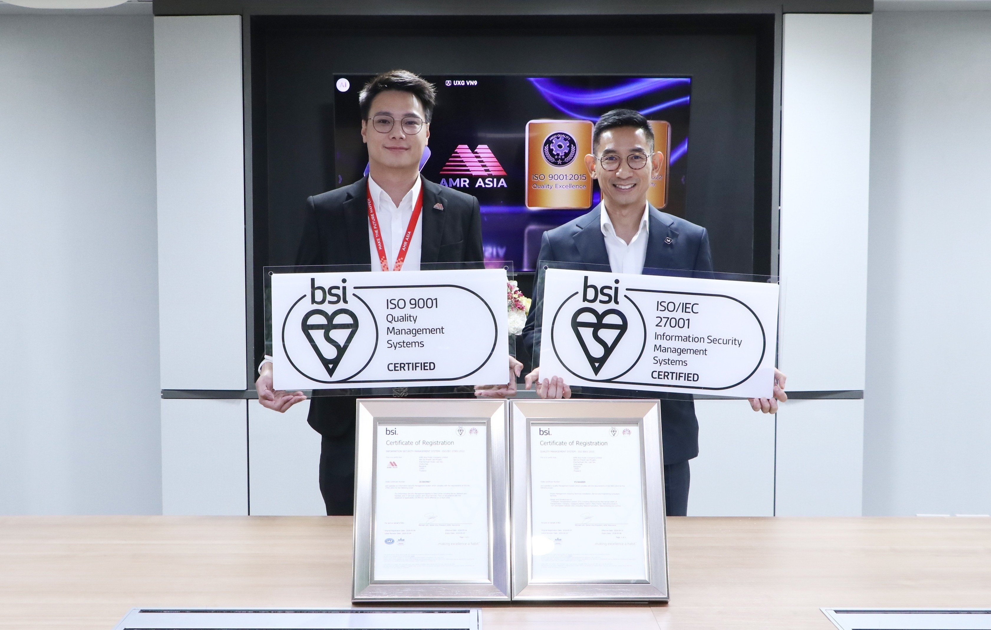 เอเอ็มอาร์ เอเซีย รับมอบมาตรฐานสากล ISO 9001:2015 และ ISO/IEC 27001:2022 ยกระดับการบริหารงานคุณภาพ