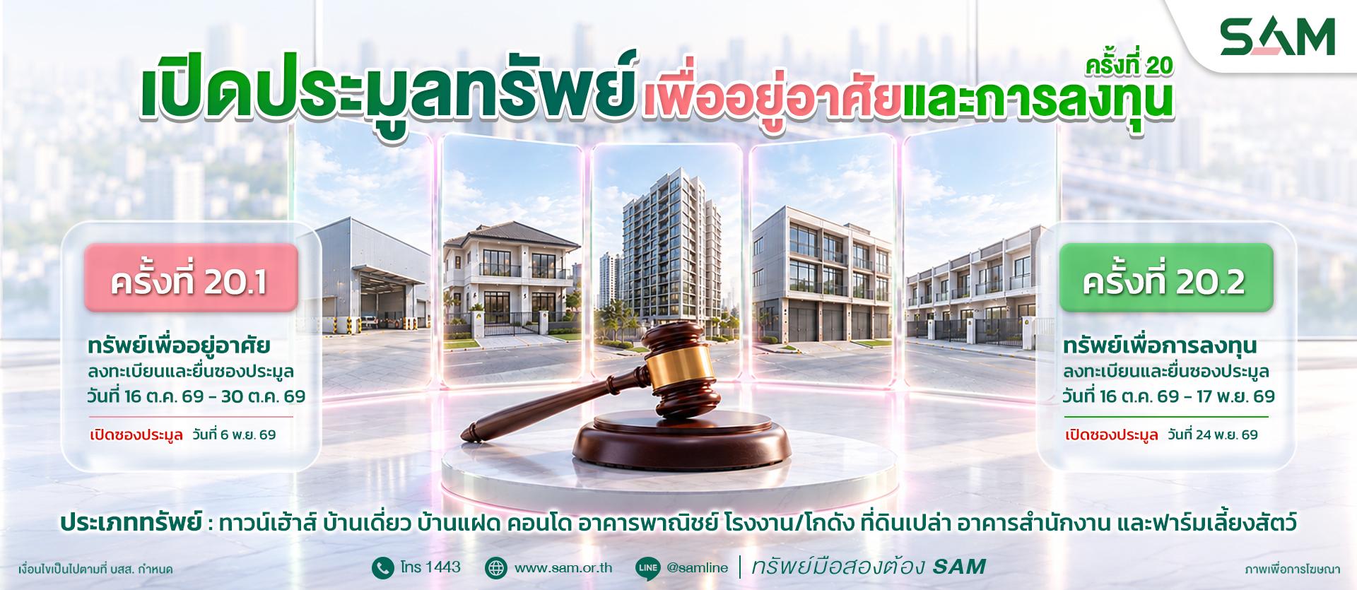 SAM เปิดประมูลทรัพย์ 85 รายการทั่วประเทศ มูลค่ารวมกว่า 353 ล้านบาท