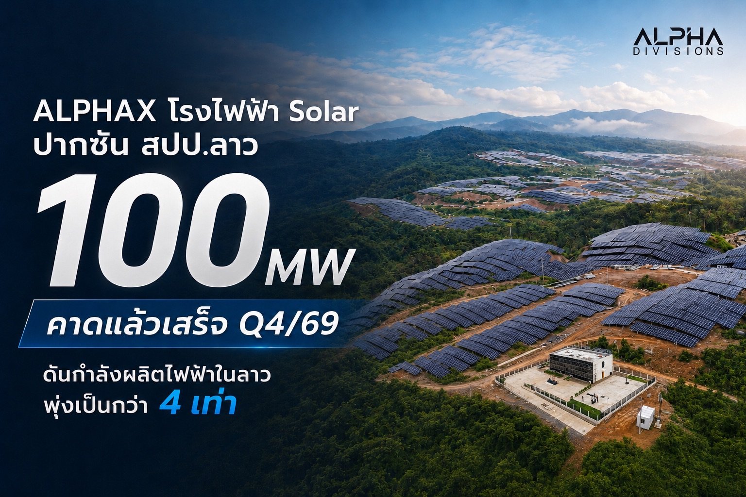 ALPHAX เร่งเครื่องโรงไฟฟ้า Solar ปากซัน 100 MW คาดแล้วเสร็จ Q4/69 จ่อรับรู้รายได้ก้อนใหม่