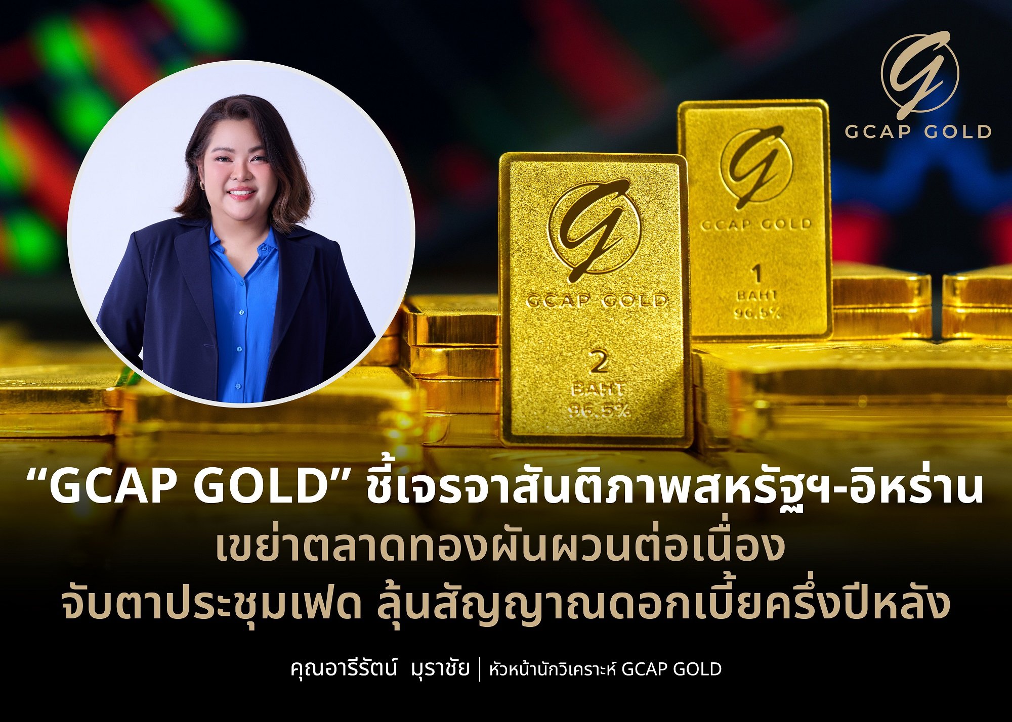 “GCAP GOLD” ชี้เจรจาสันติภาพสหรัฐฯ-อิหร่าน เขย่าตลาดทองผันผวนต่อเนื่อง