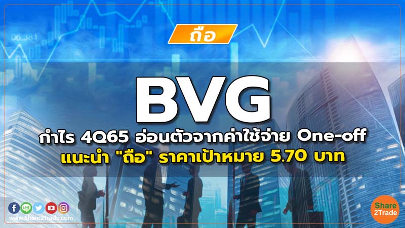 BVG กำไร 4Q65 อ่อนตัวจากค่าใช้จ่าย One-off  แนะนำ "ถือ" ราคาเป้าหมาย 5.70 บาท