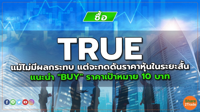 TRUE แม้ไม่มีผลกระทบ แต่จะกดดันราคาหุ้นในระยะสั้น แนะนำ "BUY" ราคาเป้าหมาย 10 บาท