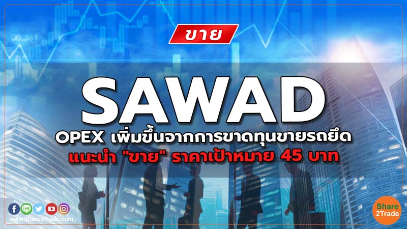 SAWAD OPEX เพิ่มขึ้นจากการขาดทุนขายรถยึด แนะนำ "ขาย" ราคาเป้าหมาย 45 บาท