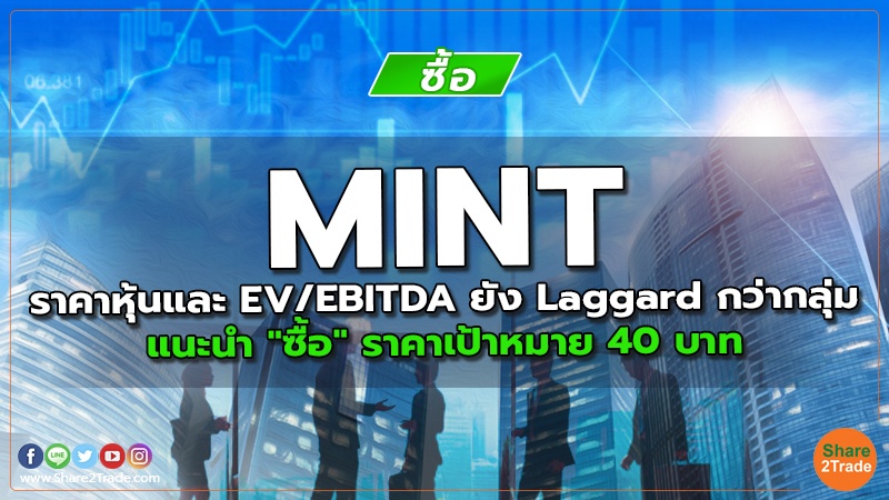 MINT ราคาหุ้นและ EV/EBITDA ยัง Laggard กว่ากลุ่ม แนะนำ "ซื้อ" ราคาเป้าหมาย 40 บาท