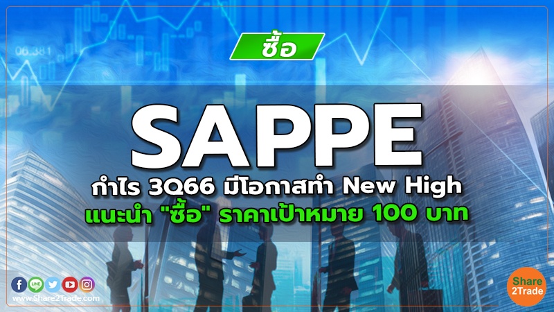 SAPPE กำไร 3Q66 มีโอกาสทำ New High แนะนำ "ซื้อ" ราคาเป้าหมาย 100 บาท
