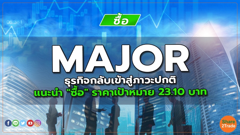 MAJOR ธุรกิจกลับเข้าสู่ภาวะปกติ  แนะนำ "ซื้อ" ราคาเป้าหมาย 23.10 บาท