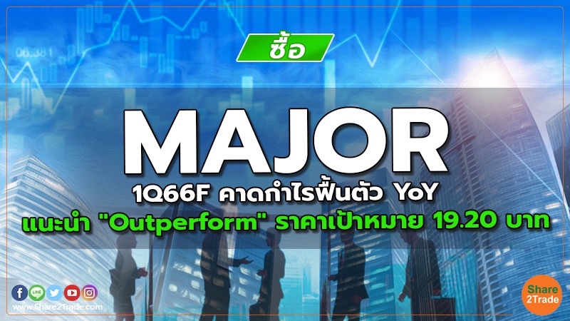 MAJOR 1Q66F คาดกำไรฟื้นตัว YoY แนะนำ "Outperform" ราคาเป้าหมาย 19.20 บาท