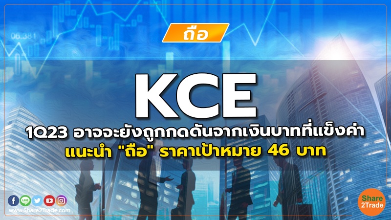 KCE 1Q23 อาจจะยังถูกกดดันจากเงินบาทที่แข็งค่า แนะนำ "ถือ" ราคาเป้าหมาย 46 บาท