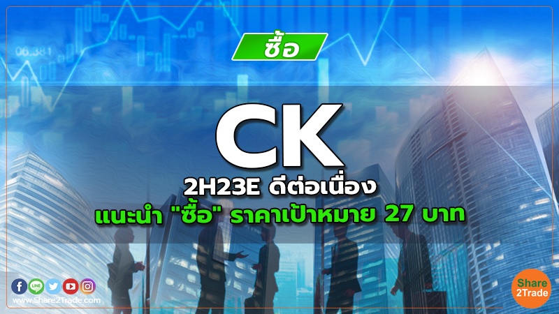 CK 2H23E ดีต่อเนื่อง แนะนำ "ซื้อ" ราคาเป้าหมาย 27 บาท