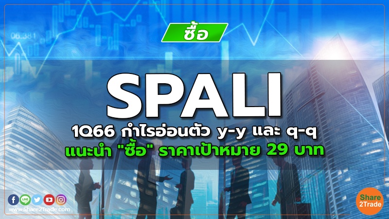 SPALI 1Q66 กำไรอ่อนตัว y-y และ q-q แนะนำ "ซื้อ" ราคาเป้าหมาย 29 บาท