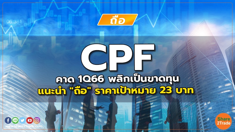 CPF คาด 1Q66 พลิกเป็นขาดทุน แนะนำ "ถือ" ราคาเป้าหมาย 23 บาท