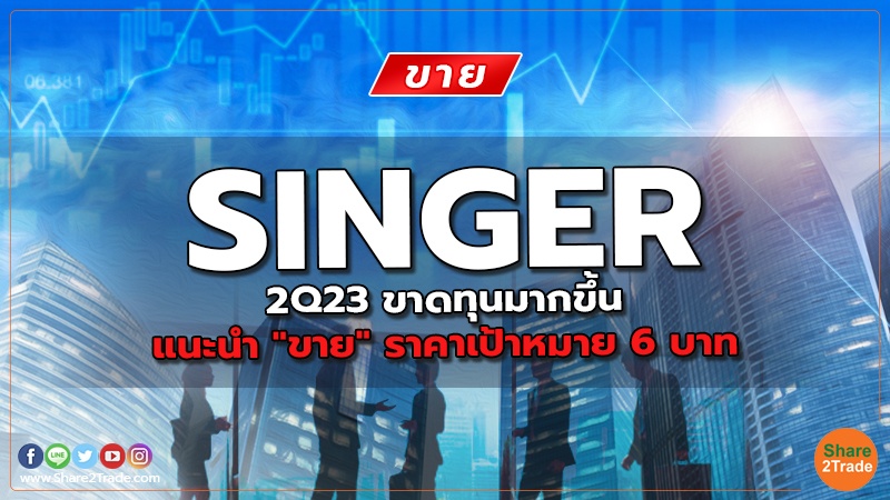 SINGER 2Q23 ขาดทุนมากขึ้น แนะนำ "ขาย" ราคาเป้าหมาย 6 บาท