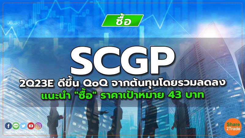 SCGP 2Q23E ดีขึ้น QoQ จากต้นทุนโดยรวมลดลง แนะนำ "ซื้อ" ราคาเป้าหมาย 43 บาท