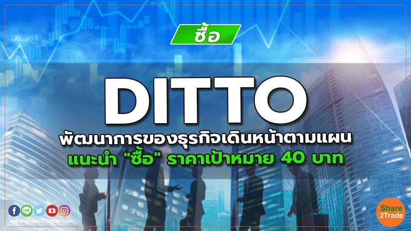 DITTO พัฒนาการของธุรกิจเดินหน้าตามแผน แนะนำ "ซื้อ" ราคาเป้าหมาย 40 บาท