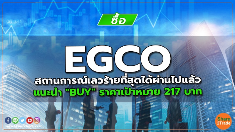 EGCO สถานการณ์เลวร้ายที่สุดได้ผ่านไปแล้ว แนะนำ "BUY" ราคาเป้าหมาย 217 บาท