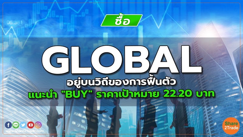 GLOBAL อยู่บนวิถีของการฟื้นตัว แนะนำ "BUY" ราคาเป้าหมาย 22.20 บาท