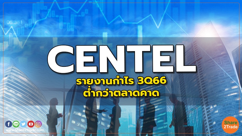 CENTEL : รายงานกำไร 3Q66 ต่ำกว่าตลาดคาด