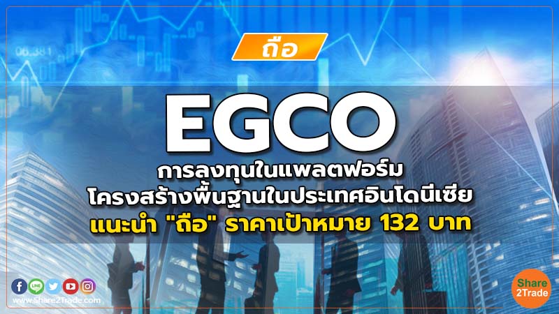 EGCO การลงทุนในแพลตฟอร์มโครงสร้างพื้นฐานในประเทศอินโดนีเซีย แนะนำ "ถือ" ราคาเป้าหมาย 132 บาท