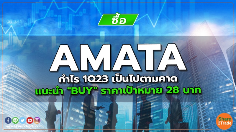 AMATA กำไร 1Q23 เป็นไปตามคาด แนะนำ "BUY" ราคาเป้าหมาย 28 บาท