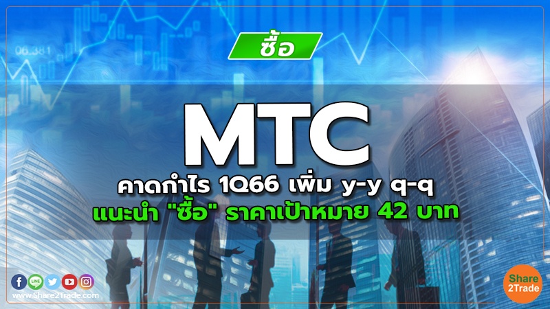 MTC คาดกำไร 1Q66 เพิ่ม y-y q-q แนะนำ "ซื้อ" ราคาเป้าหมาย 42 บาท