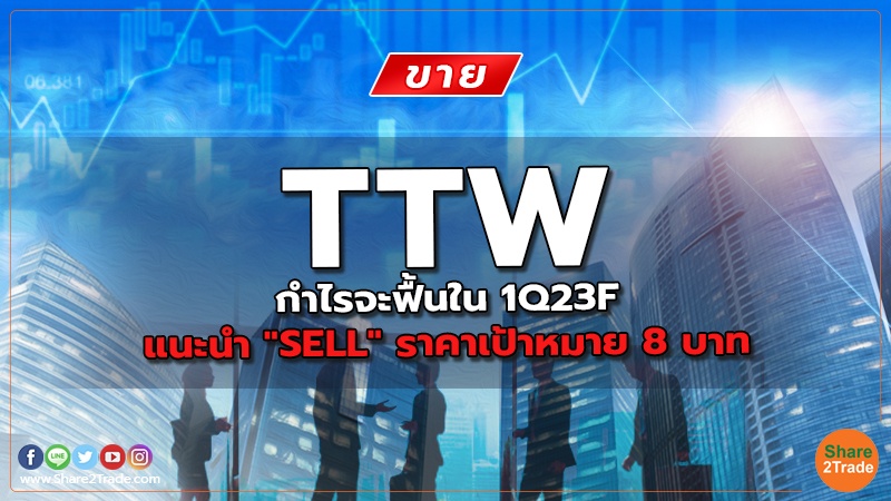 TTW กำไรจะฟื้นใน 1Q23F  แนะนำ "SELL" ราคาเป้าหมาย 8 บาท