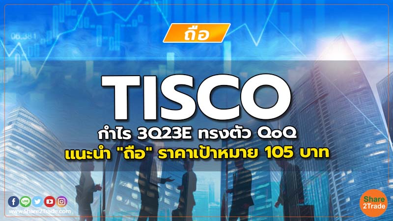 TISCO กำไร 3Q23E ทรงตัว QoQ แนะนำ "ถือ" ราคาเป้าหมาย 105 บาท