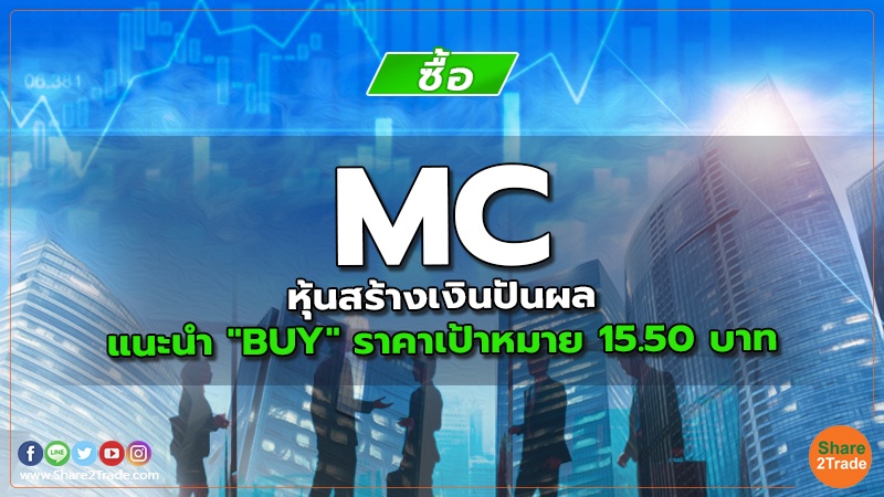 MC หุ้นสร้างเงินปันผล แนะนำ "BUY" ราคาเป้าหมาย 15.50 บาท