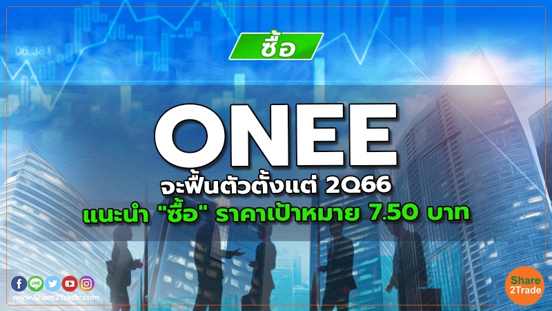 ONEE จะฟื้นตัวตั้งแต่ 2Q66 แนะนำ "ซื้อ" ราคาเป้าหมาย 7.50 บาท