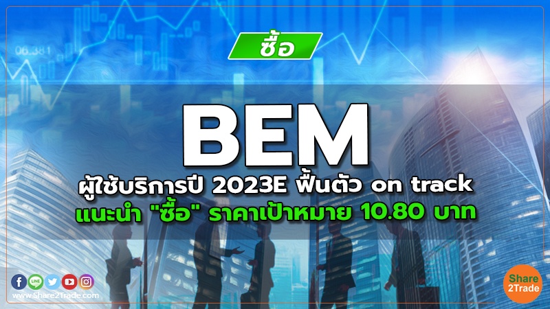 BEM ผู้ใช้บริการปี 2023E ฟื้นตัว on track แนะนำ "ซื้อ" ราคาเป้าหมาย 10.80 บาท