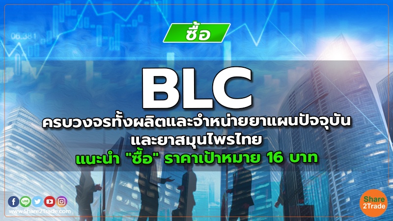 BLC ครบวงจรทั้งผลิตและจำหน่ายยาแผนปัจจุบันและยาสมุนไพรไทย แนะนำ "ซื้อ" ราคาเป้าหมาย 16 บาท