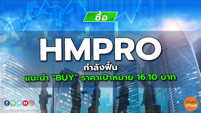 HMPRO กำลังฟื้น  แนะนำ "BUY" ราคาเป้าหมาย 16.10 บาท