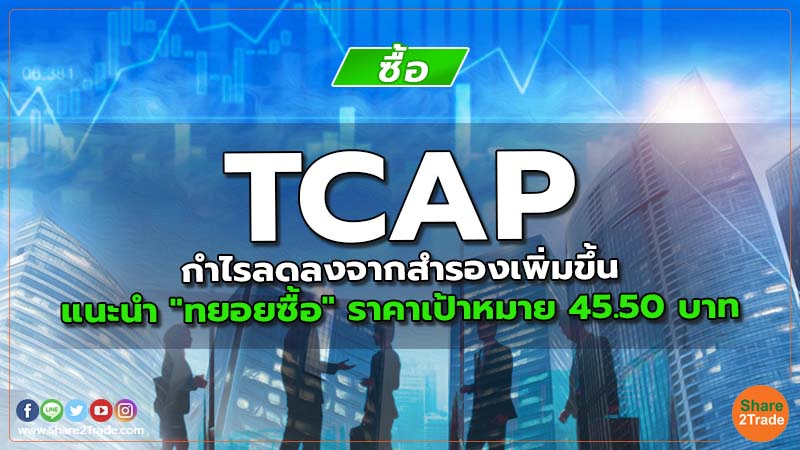 TCAP กำไรลดลงจากสำรองเพิ่มขึ้น แนะนำ "ทยอยซื้อ" ราคาเป้าหมาย 45.50 บาท