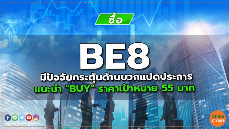 BE8 มีปัจจัยกระตุ้นด้านบวกแปดประการ แนะนำ "BUY" ราคาเป้าหมาย 55 บาท