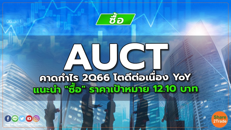 AUCT คาดกำไร 2Q66 โตดีต่อเนื่อง YoY แนะนำ "ซื้อ" ราคาเป้าหมาย 12.10 บาท