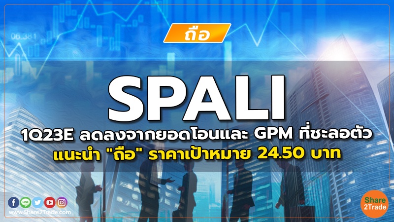 SPALI 1Q23E ลดลงจากยอดโอนและ GPM ที่ชะลอตัว แนะนำ "ถือ" ราคาเป้าหมาย 24.50 บาท