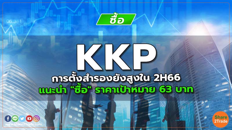 KKP การตั้งสำรองยังสูงใน 2H66 แนะนำ "ซื้อ" ราคาเป้าหมาย 63 บาท