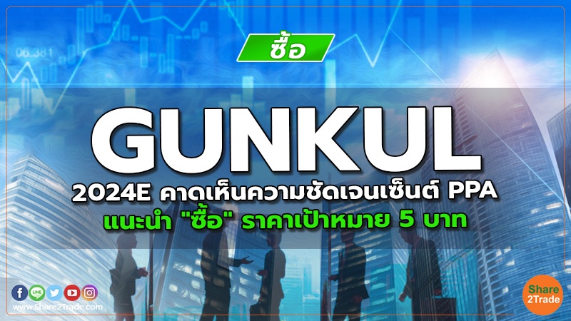 GUNKUL 2024E คาดเห็นความชัดเจนเซ็นต์ PPA แนะนำ "ซื้อ" ราคาเป้าหมาย 5 บาท