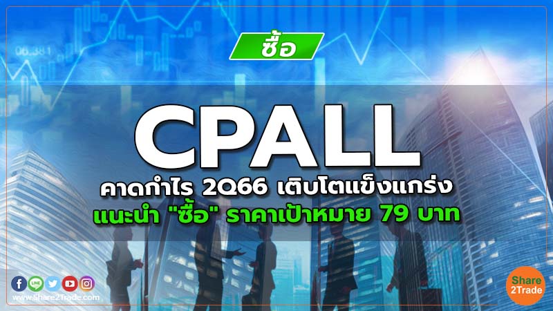 CPALL คาดกำไร 2Q66 เติบโตแข็งแกร่ง แนะนำ "ซื้อ" ราคาเป้าหมาย 79 บาท