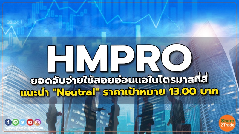 HMPRO ยอดจับจ่ายใช้สอยอ่อนแอในไตรมาสที่สี่ แนะนำ "Neutral" ราคาเป้าหมาย 13.00 บาท